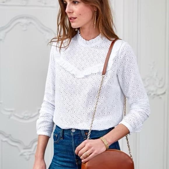 Sezane  Marylin White Lace Blouse NEW NWT 38 Medium - Picture 1 of 10
